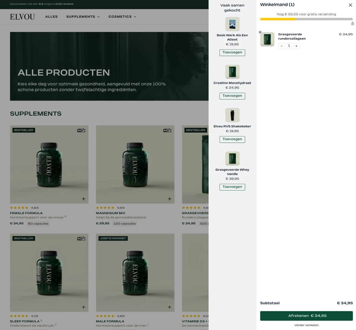 Upsells in winkelmand