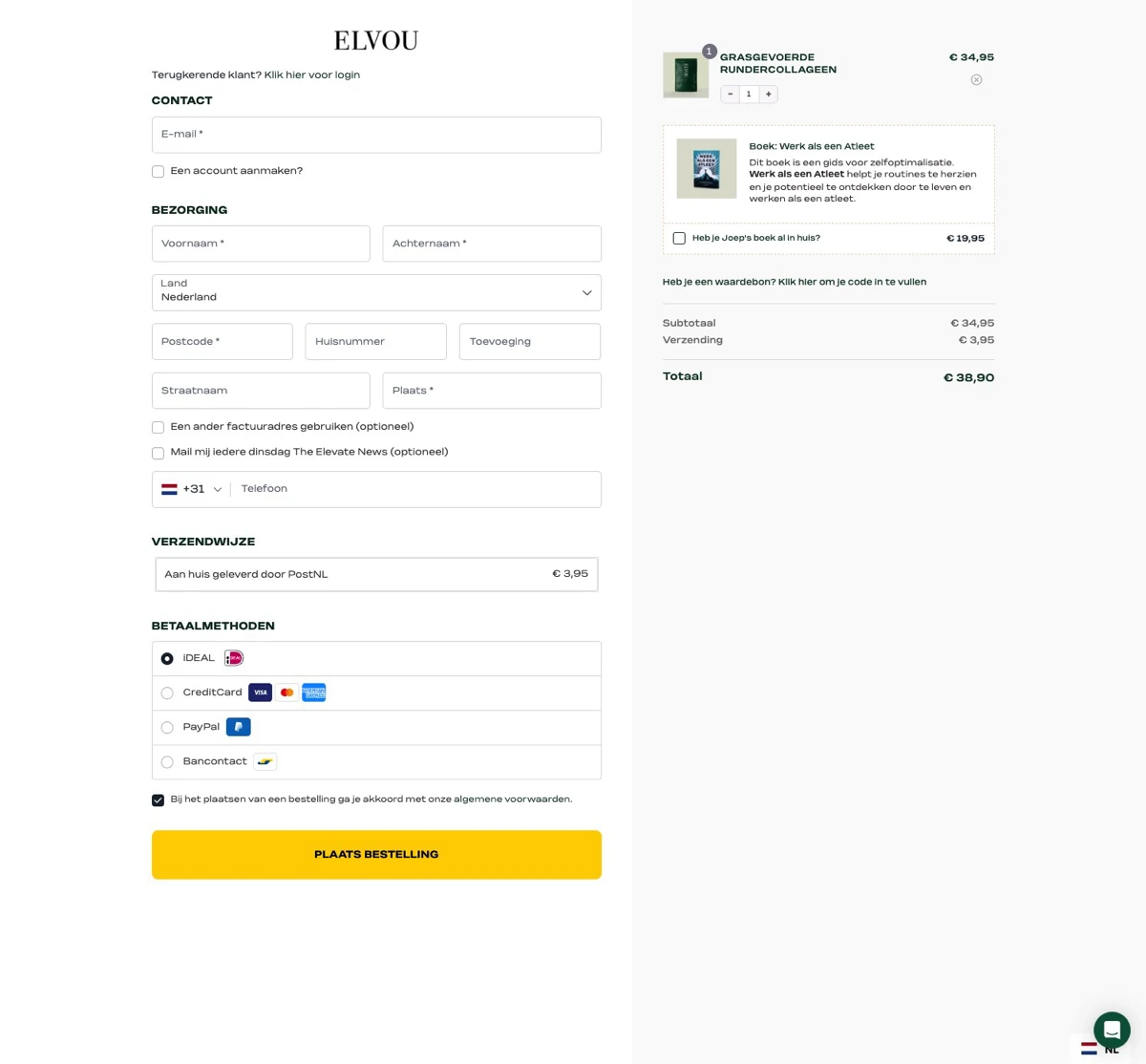 Kassakoopje in checkout